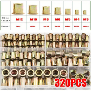 Baiguluo Rivet Nut Set 320pcs M3 M4 M5 M6 M8 M10 M12 Zinc Plated Carbon Steel Knurled Head For Communication Equipment - Product Image 1