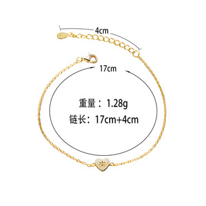 Bracelet en argent sterling S925 en forme de cœur pour femme, bracelet en argent avec pendentif en forme de cœur - Product Image 6