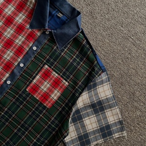 Camisa de Verano con Logotipo Bordado Personalizado, Camisa de Franela a Cuadros de Algodón con Botones Vintage, Camiseta Corta Holgada para Hombre - Product Image 4