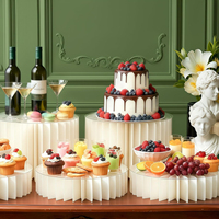 Présentoir à gâteaux pliable crypté de 60 pages, ensemble de présentation de desserts en papier, support à cupcakes pour décoration de fête d'anniversaire ou de mariage
