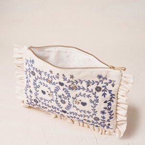 <span class=keywords><strong>Pochette</strong></span> à maquillage pour femme avec design personnalisé, volants, belle broderie, <span class=keywords><strong>pochette</strong></span> en lin à volants - Product Image 6