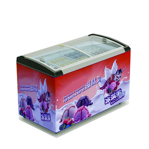 Gelato Ice Cream hiển thị tủ đông Tempered cong trượt Glass Top Showcase sâu <span class=keywords><strong>LED</strong></span> ánh sáng tủ lạnh cho các cửa hàng và cửa hàng - Product Image 2