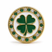 Marqueur de balle de golf personnalisé en strass et cristal, motif trèfle à quatre feuilles, pour la Saint-Patrick, cadeau pour golfeur, fabricant de marqueurs de balle de golf
