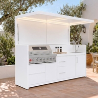 Cuisine extérieure modulaire en acier inoxydable avec barbecue, tailles personnalisées, porte électrique, abri et pod vide, prix