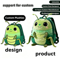 Sac à dos en peluche personnalisé en forme de insecte de dessin animé – Créez votre propre sac en peluche en forme de sauteuse pour souvenir de musée de la nature ou cadeau