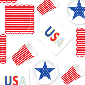 DAMAI - Juego de Artículos para Fiesta del 4 de Julio, Kit con Temática Patriótica para Decoraciones del Día de la Independencia, Platos, Servilletas, Vasos, Pancarta, Mantel - Product Image 2