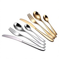 Ensemble de couverts en acier inoxydable 304, finition miroir, style croissant français, design moderne et minimaliste (4 pièces) |   Ensemble