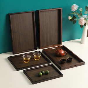 Plateau à thé rectangulaire de style japonais Minbei Story, couleur noyer, pour service de thé, fruits, pain, usage domestique - Product Image 1