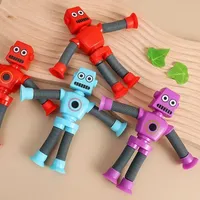 Juguete Antiestrés de Plástico con Ventosa y Tubo Telescópico, Robot Humanoide, para Niños, Alivio de la Ansiedad y el Estrés