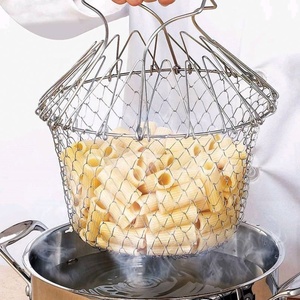 Stainless Steel Folding Fried Basket <strong>Net</strong> Multifunctional <strong>Kitchen</strong> Filter Household Drain Basket French Fries Fried <strong>Net</strong> - Product Image 1