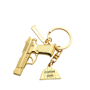Portachiavi personalizzati con Logo personalizzato in lega di alta qualità a forma di pistola in lega di alta qualità con finitura morbida a smalto duro - Product Image 1