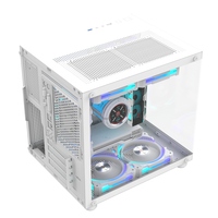 ALSEYE Square Shape Computer Case Cube Mini-W White Color PC Case With Glass Window