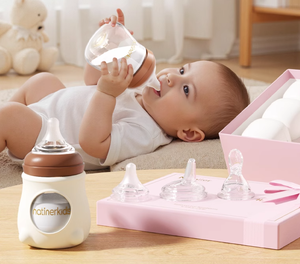 Biberón Portátil Anti-Cólicos de Boca Ancha, Biberón de Vidrio Anti-Cólicos Libre de BPA con Diseño Impreso para Bebés de 0 <span class=keywords><strong>a</strong></span> 12 Meses - Product Image 5