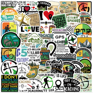 50 pièces Geocaching – autocollants Graffiti de <span class=keywords><strong>chasse</strong></span> <span class=keywords><strong>au</strong></span> <span class=keywords><strong>trésor</strong></span> en plein air pour bouteille d'ordinateur portable, autocollant imperméable personnalisé d'aventure - Product Image 1
