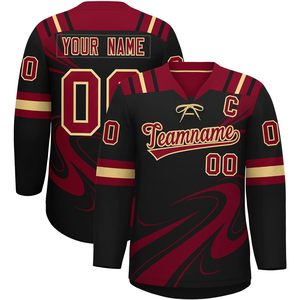 Camiseta de Hockey Personalizada para Hombre y Jóvenes, con Nombre y Número Bordados, Cuello en V, Sublimada, Absorbente de Humedad, Ropa de Hockey sobre Hielo - Product Image 1
