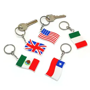 Porte-clés en PVC drapeau National porte-clés pendentif jouet pour enfants porte-clés petit ornement Pop bijoux clés accessoires porte-clés