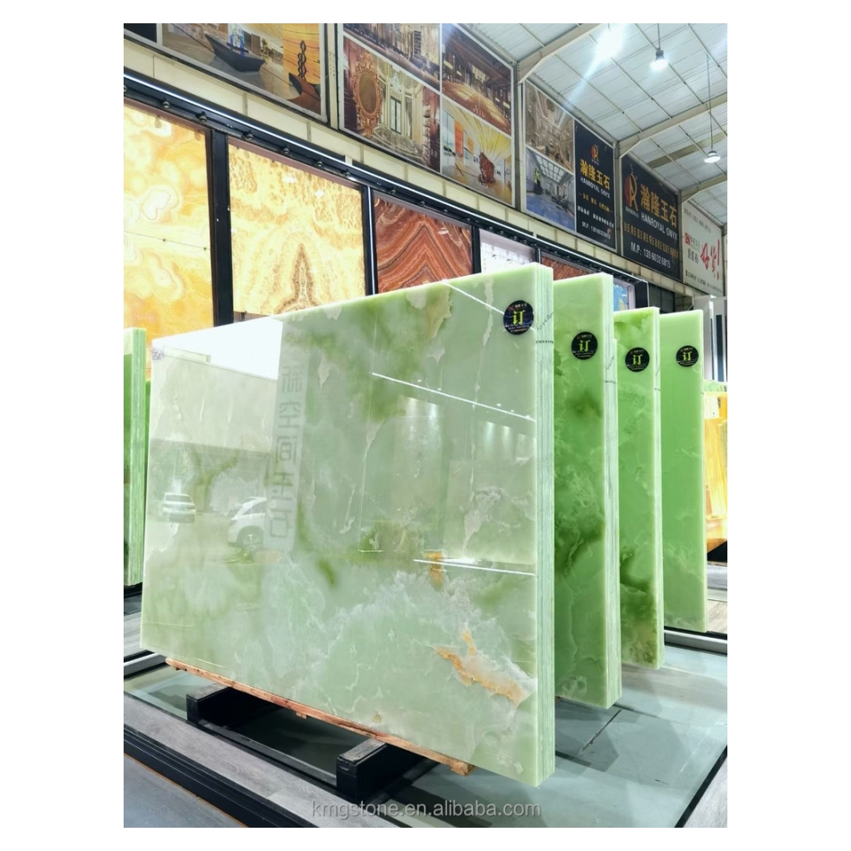 Natural Jade Green Onyx Slab Kitchen Tile Fireproof Stone Form Bathroom Wall Cladding