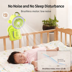 مروحة لعربة الأطفال مع مكبر صوت بلوتوث ومصباح إضاءة، مروحة محمولة صغيرة قابلة لإعادة الشحن للأطفال - Product Image 5