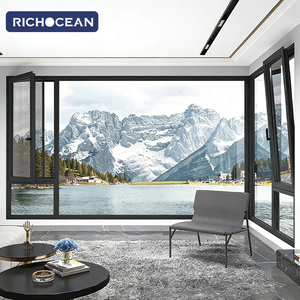 หน้าต่างบานเปิดกระจกนิรภัยสีดำพร้อมมุ้งลวดจาก RICHOCEAN ผู้ผลิตจีน - Product Image 4