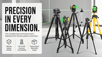 Niveau laser vert GSFixtop 4D 16 lignes avec écran LCD, double batterie, précision de 3 mm à 10 m, base en aluminium pour cloisons sèches, IP54, OEM