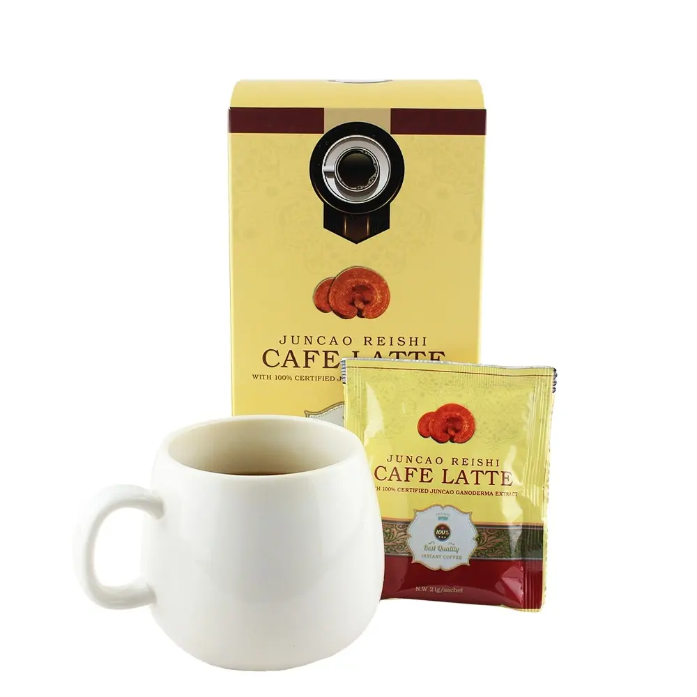 Café avec extrait de Ganoderma ISO20002 Booster immunitaire certifié Bio Herb Reishi extrait café instantané champignon 0.0035Kg 10 BOÎTE