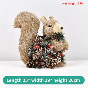 Figuritas de Navidad de cáñamo hechas a mano, cono de pino, búho, oso, ardilla, muñecas, Escena de ventana de vacaciones, tienda, manualidades decorativas, <span class=keywords><strong>Juguetes</strong></span> - Product Image 1