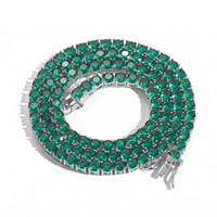 Cadena de Eslabones de Zirconia Verde de 4mm Estilo Hip-Hop Europeo y Americano, Collar para Hombre y Mujer, Cadena Tenis, Accesorio Transfronterizo