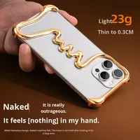 Coque de téléphone Bayinbrook en métal avec cadre nu pour Apple iPhone 16 15 Pro Max, antichoc, électroplaquée, style Ins