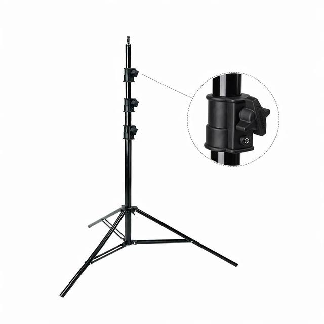 Heavy Duty 3.8m Light Stand Adjustable Metal Photography Tripod with Spring Cushion for Studio LED Video Lighting Portable,Black