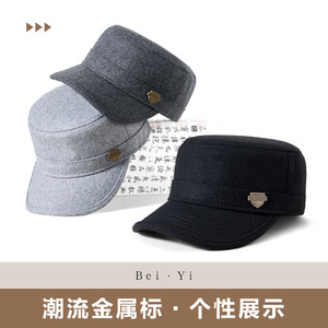 <b>Flat</b> Cap Black Unisex Warm Windproof Breathable Solid Color Adult Outdoor <b>Hat</b> - Product Image 4