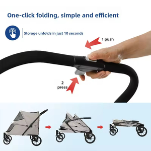 Chariot pour animaux de compagnie pour petits chiens et chats, léger, pliable, en métal, design parapluie à 8 roues avec grand espace pour une utilisation en extérieur - Product Image 3