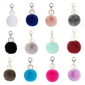 Offre Spéciale en peluche porte-clés mignon doux artificiel <span class=keywords><strong>lapin</strong></span> fourrure <span class=keywords><strong>pompon</strong></span> boule pendentif ornement accessoires porte-clés bijoux - Product Image 1