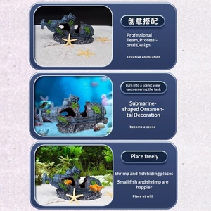 Adorno de Resina para Acuario, Forma de Submarino Naufragado, Escondite para Peces y Camarones, Decoración para Paisajismo Acuático - Product Image 1