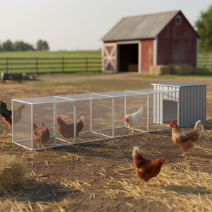 Cage à poulets 196,9x35,8x39,4 en acier galvanisé gris pour l'élevage avicole - Product Image 2