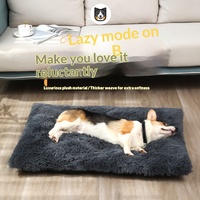 Honden- en kattenbed van langpolig, ademend, winterwarm slaapmatje, comfortabel rechthoekig binnenhuisdierbed