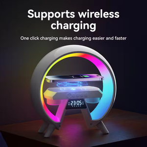 Mini lampe de table LED intelligente avec haut-parleur <span class=keywords><strong>chargeur</strong></span> sans fil réveil veilleuse-cadeau pour chambre chevet - Product Image 3