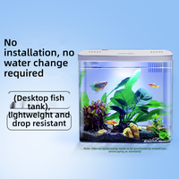 Mini aquarium de bureau, micro-paysage, petit bassin pour poissons rouges, pour la maison ou le bureau, auto-nettoyant, faible entretien, aquarium tout-en-un