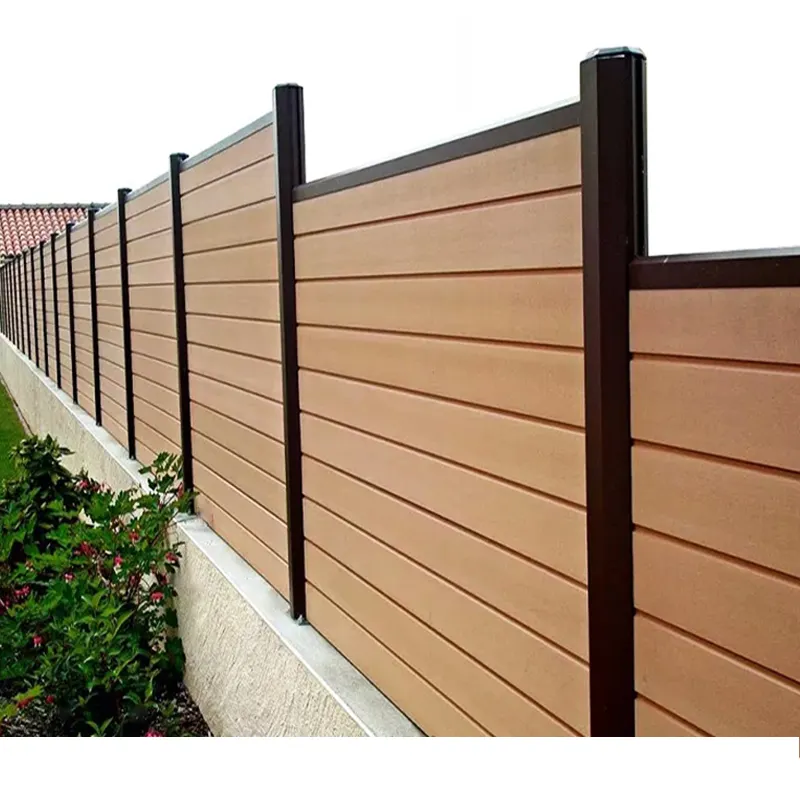 Outdoor privacy garden fence decorative wood plastic composite recinzione wpc zaun fence panels gate kit set