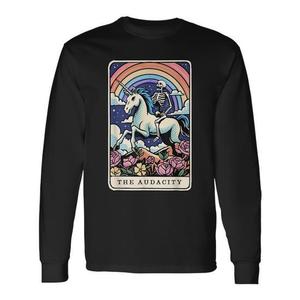 Camiseta de manga larga The Audacity Tarot Card Skeleton Riding Unicorn - Product Image 1