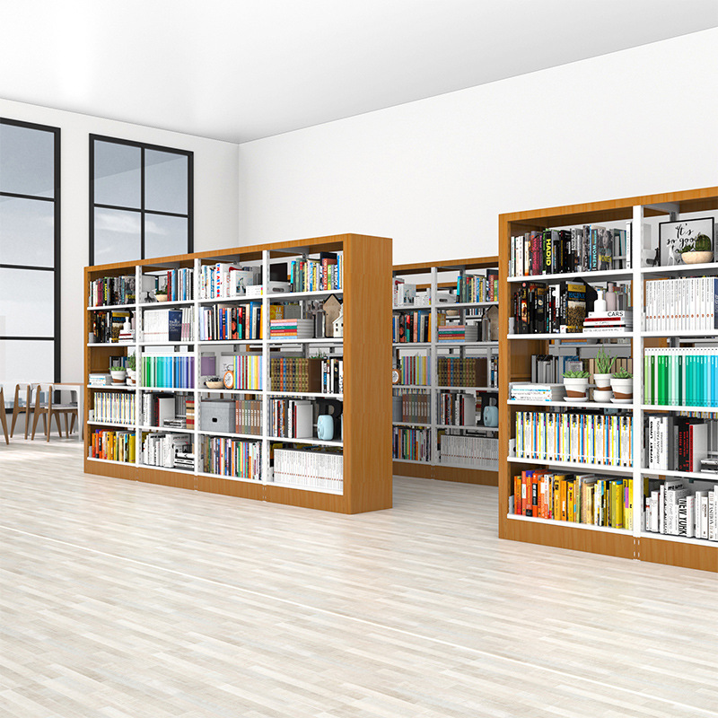 Modular Library Furniture Modern Double-Sided 6-Shelf Extendable ...