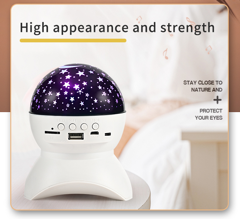 Bluetooth speakers star light USBprojection romantic small night light LED all over the sky star rotating music atmosphere light