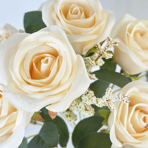 Nouveau produit - Bouquet <span class=keywords><strong>de</strong></span> mariage réaliste à 9 roses, arrangement <span class=keywords><strong>de</strong></span> fleurs artificielles pour le bouquet <span class=keywords><strong>de</strong></span> la mariée - Product Image 2