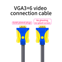 Kabel VGA 3+6 Definisi Tinggi Inti Tembaga Bebas Oksigen Berlapis Emas PVC Abu-abu Grosir Pabrik untuk Komputer TV Jarak Jauh