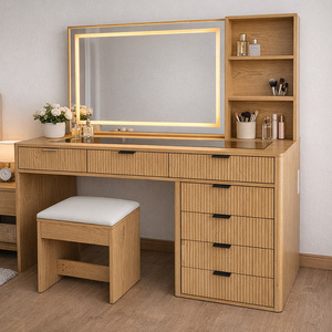 Tocador de Maquillaje al por Mayor, Moderno, de Diseño Personalizado, Sencillo, Multifuncional, con Luz LED y Espejo para Dormitorio - Product Image 1
