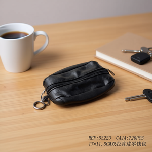 Portamonete in Pelle 17x11.5Cm con Doppia Cerniera, Portafoglio Unisex con Anello, Design Minimalista per Uso Quotidiano - Product Image 3