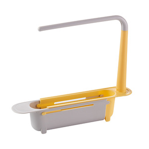 Telescopic Sink Shelf Kitchen Sink Organizer Soap Sponge Rack Sink Drain Rack Storage Basket