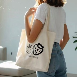 Gift Eco-Friendly Canvas Tote <b>Bag</b> Long Ribbon Rope <b>Foldable</b> Design Animal Prints Custom Logo Printing - Product Image 3