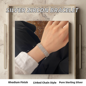 Bracelet unisexe tendance en argent sterling S925 plaqué rhodium avec zircon blanc, design européen et américain à rangs de pierres, chaîne fine, cadeau de fête - Product Image 2