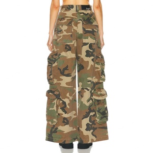Pantalones de Camuflaje para Mujer, Corte Holgado, con Bolsillos Cargo, de Sarga, Alta Calidad, OEM, Venta al Por Mayor Directo de Fábrica - Product Image 2