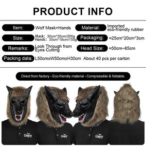 Maschera Divertente in Gomma a Forma di Testa di Lupo, Design Realistico per Feste di Halloween e Carnevale, Vendita all'Ingrosso Personalizzabile - Product Image 2